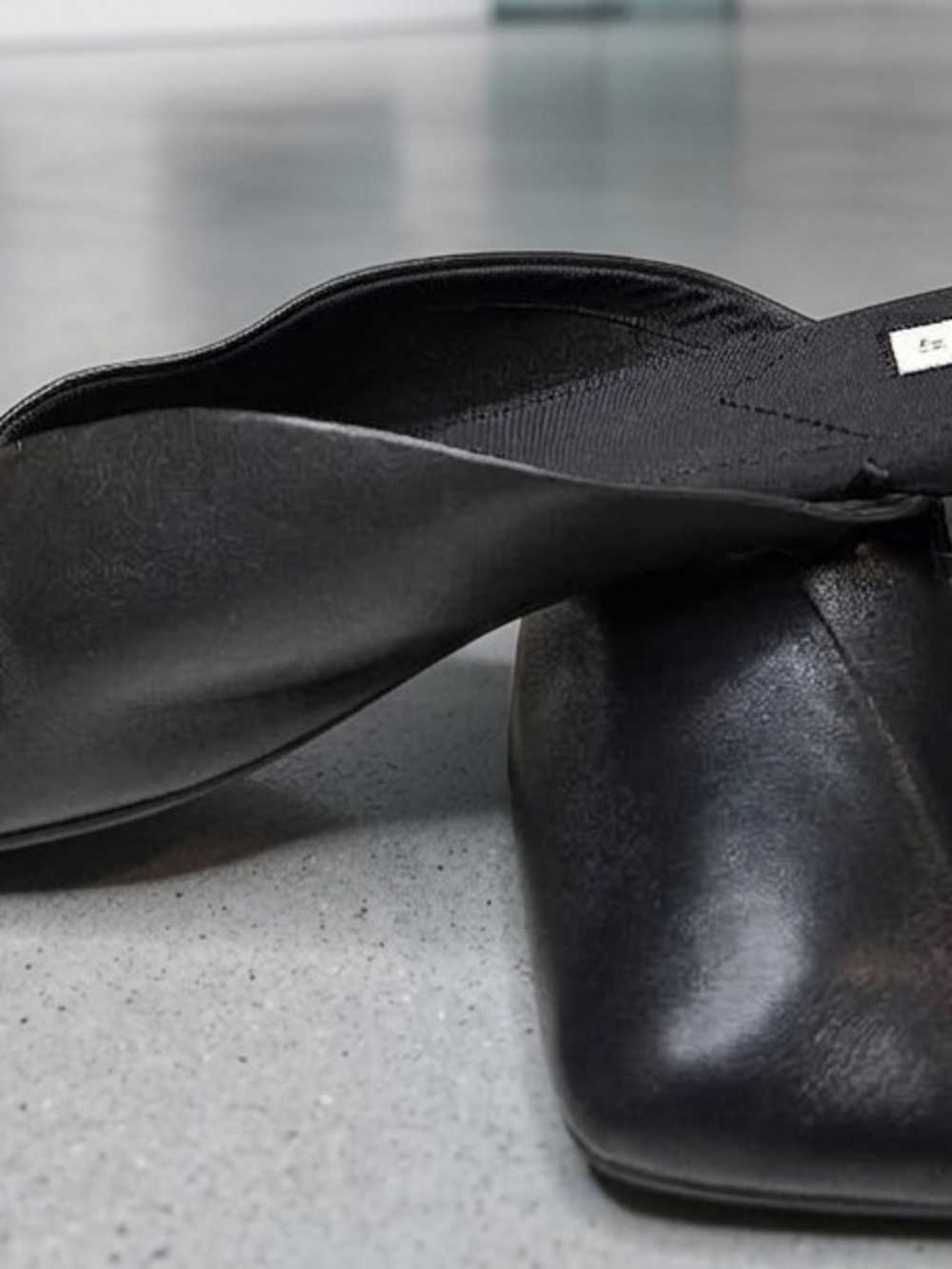 Zara Black Leather Slip-On Mules Size US10-EU41 - Picture 4 of 10